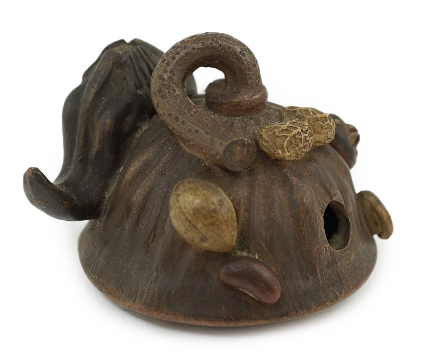 A Chinese Yixing 'lotus' water dropper, late 19th/early 20th century, small area repaired